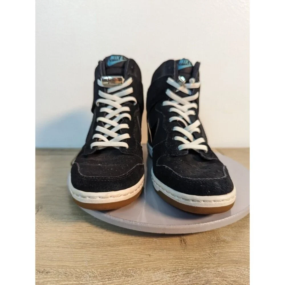 Nike Dunk Sky Hi Essential Hidden Wedge Heel 644877-400 Denim Blue Gum High 6.5 - Picture 2 of 11